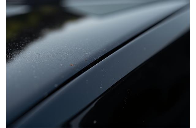 Close up of a car's bumper protected by a clear vinyl wrap, showing no visible texture