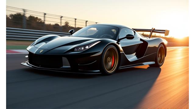 High-performance sports car on a race track, blur of speed and precision.