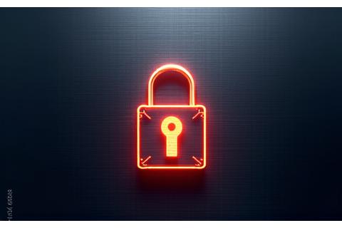 A glossy, modern padlock icon symbolizing data security and privacy protection, set against a dark, metallic background.